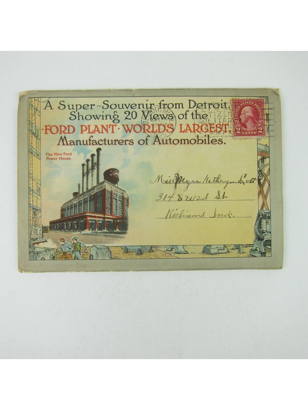 Automobiles Ford Plant Detroit Michigan 20 Postcard Folder Antique 1910s RARE